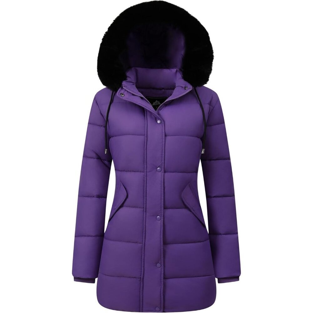 Women's Purple Snow Vest Jacket Traps Coat Long Windproof Waterproof Winter Warm
